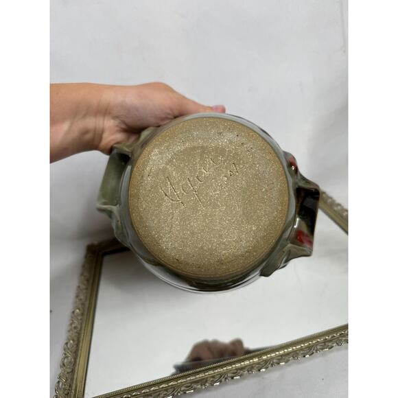 VintageHandmade Studio Pottery Bowl Double Handle Artist Signed - Picture 4 of 10